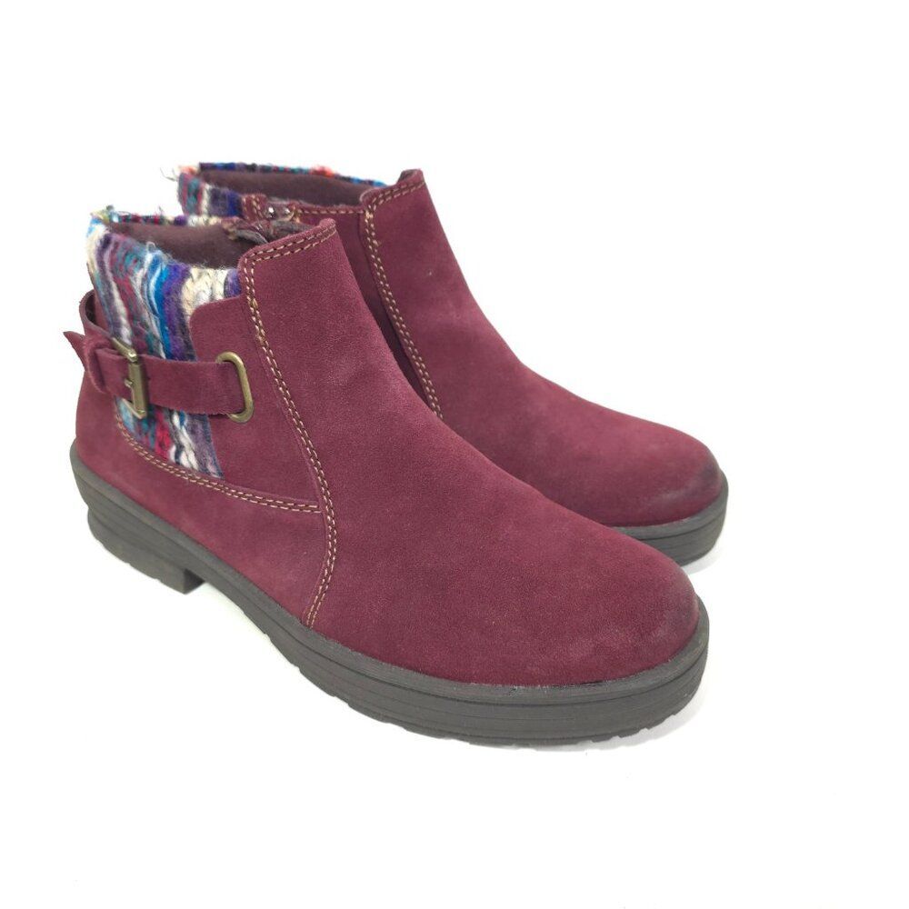 Earth Origins Women’s Tate Merlot Suede Water Repellent Ankle Boots Size 9M